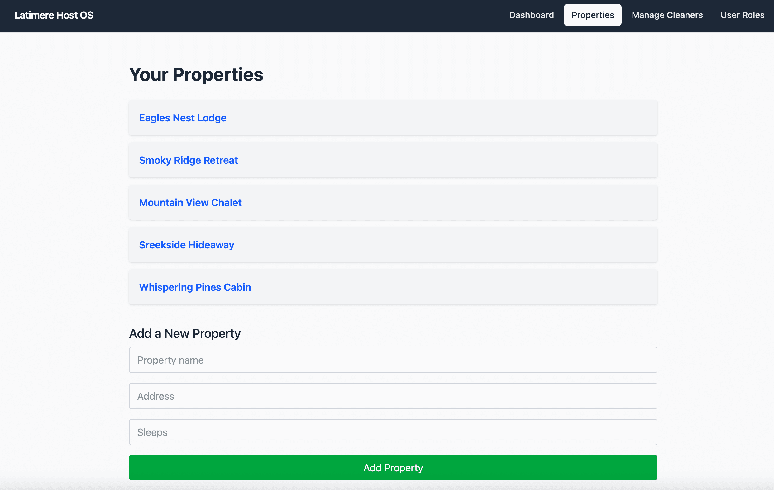 Properties list